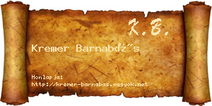 Kremer Barnabás névjegykártya